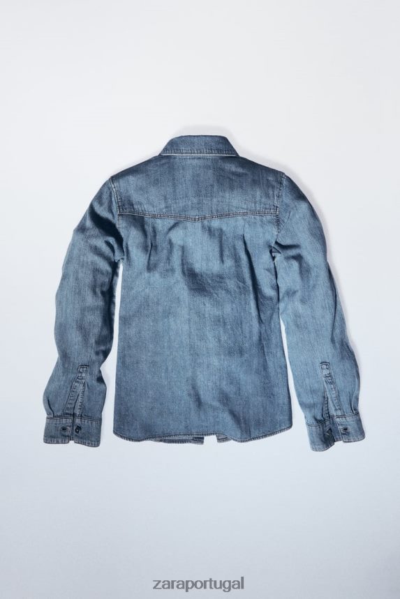 camisa jeans z1975 mulheres Zara meio azul Z2080L305 roupas