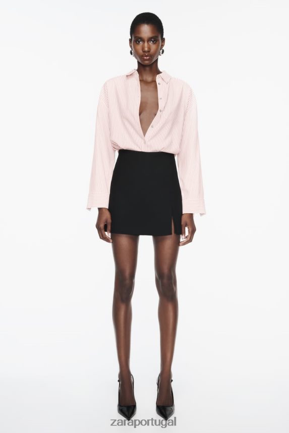 camisa listrada grande mulheres Zara branco/vermelho Z2080L397 roupas