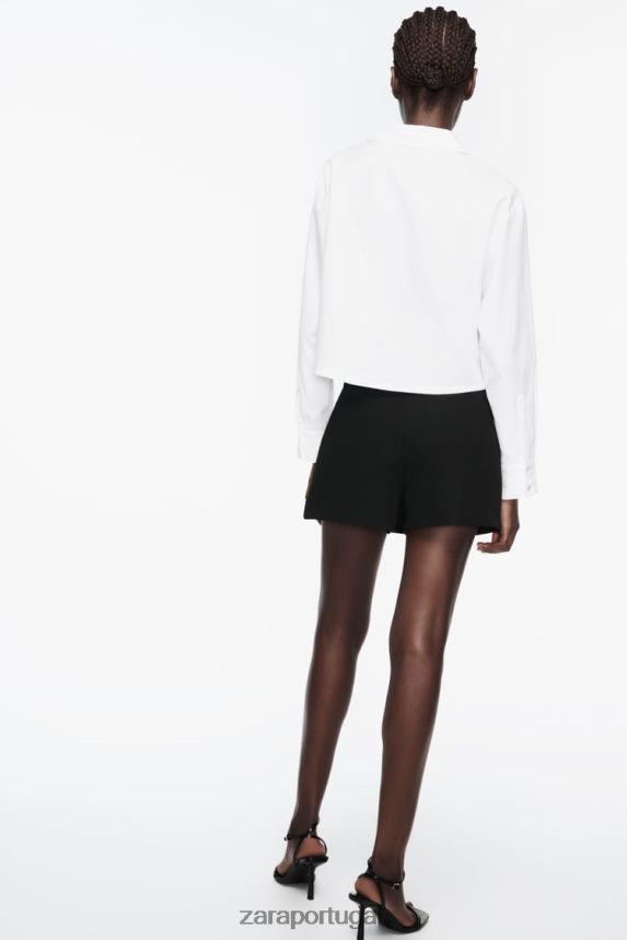 camisa oxford cortada mulheres Zara branco Z2080L304 roupas