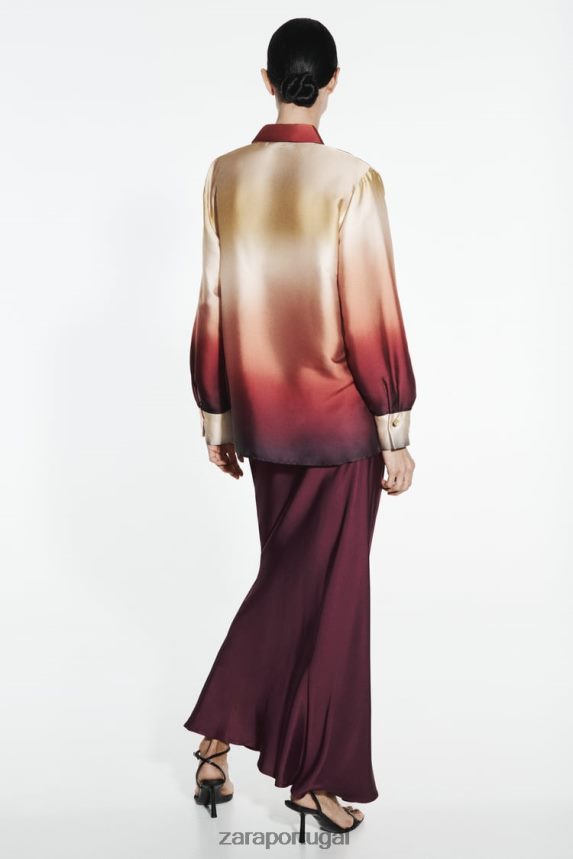 camisa tie-dye efeito cetim mulheres Zara multicolorido Z2080L393 roupas