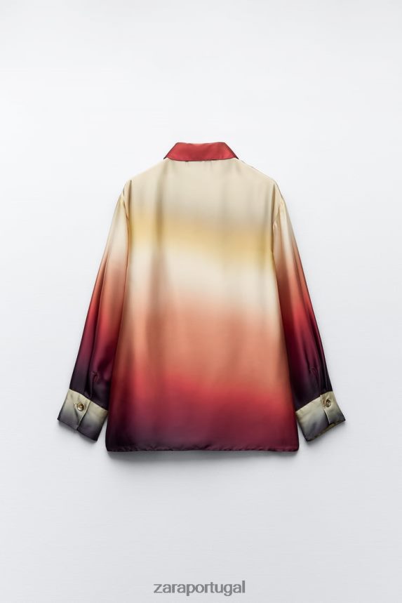 camisa tie-dye efeito cetim mulheres Zara multicolorido Z2080L393 roupas