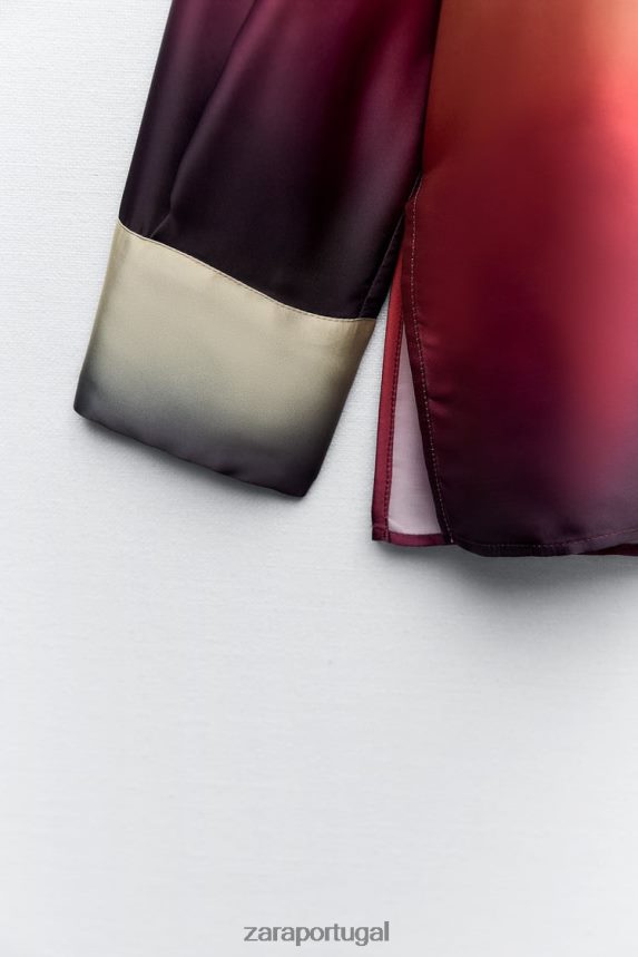 camisa tie-dye efeito cetim mulheres Zara multicolorido Z2080L393 roupas