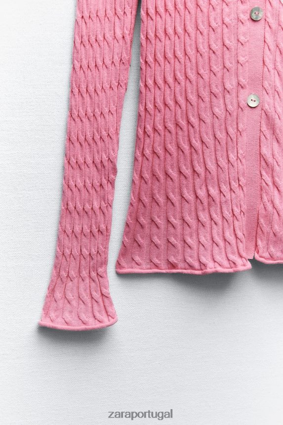 camisa tricotada mulheres Zara luz rosa Z2080L421 roupas