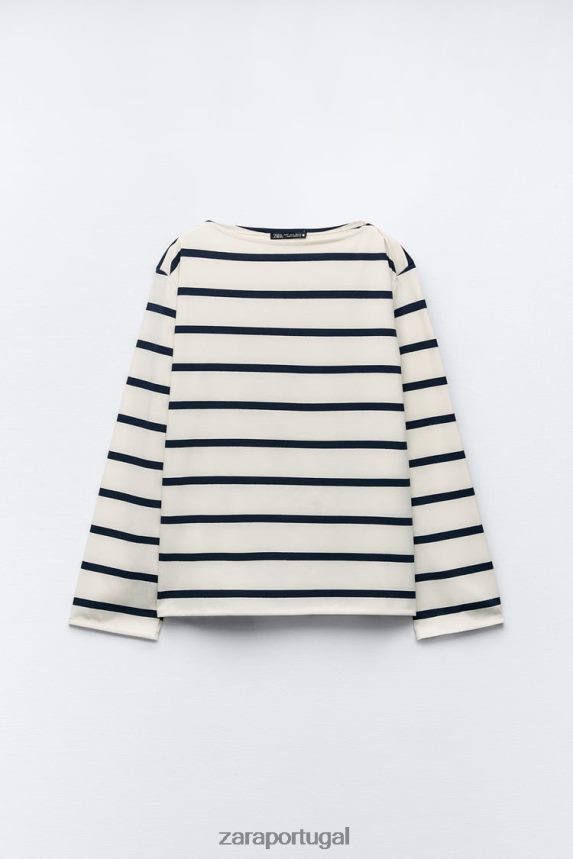 camiseta de algodão mulheres Zara listrado Z2080L468 roupas