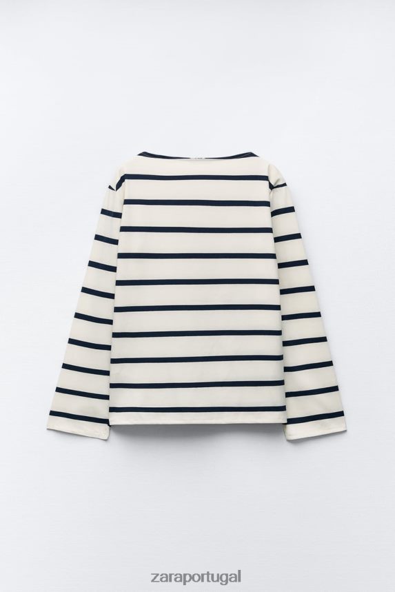 camiseta de algodão mulheres Zara listrado Z2080L468 roupas