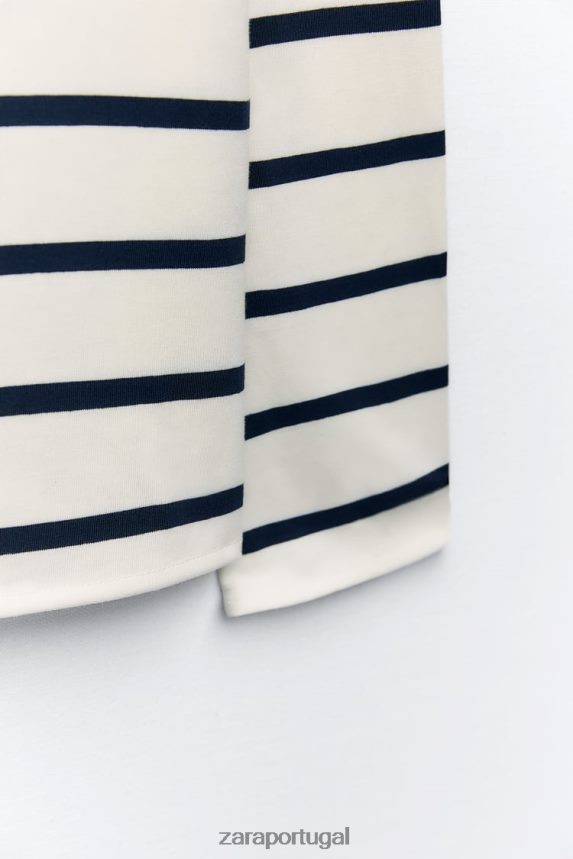 camiseta de algodão mulheres Zara listrado Z2080L468 roupas