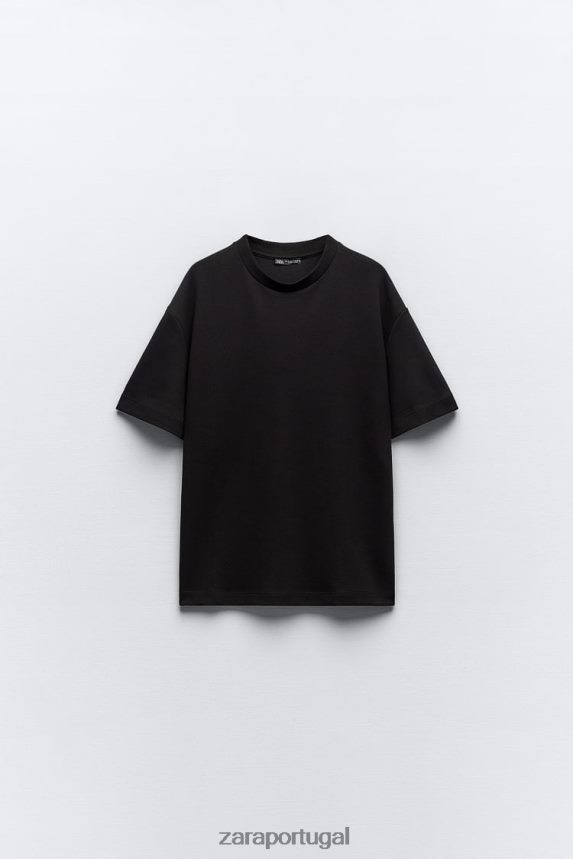 camiseta grande mulheres Zara preto Z2080L461 roupas