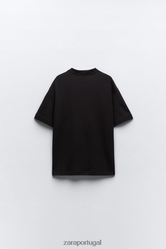camiseta grande mulheres Zara preto Z2080L461 roupas