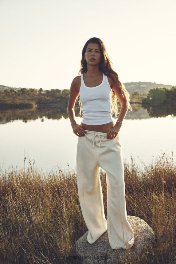 top com nervuras mulheres Zara branco Z2080L467 roupas