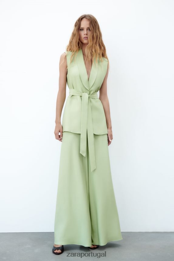 colete de gola de smoking mulheres Zara verde pastel Z2080L223 roupas