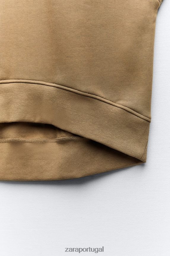 colete de pelúcia mulheres Zara cáqui Z2080L193 roupas