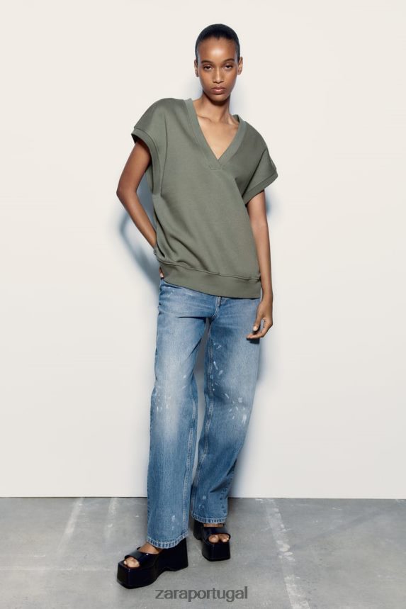 colete de pelúcia mulheres Zara cáqui Z2080L202 roupas