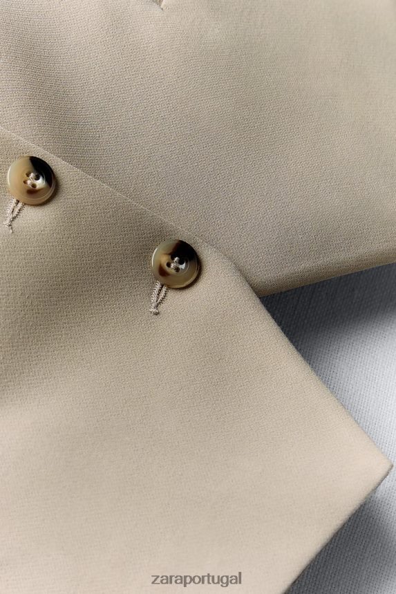 colete listrado misto mulheres Zara marrom acinzentado Z2080L191 roupas