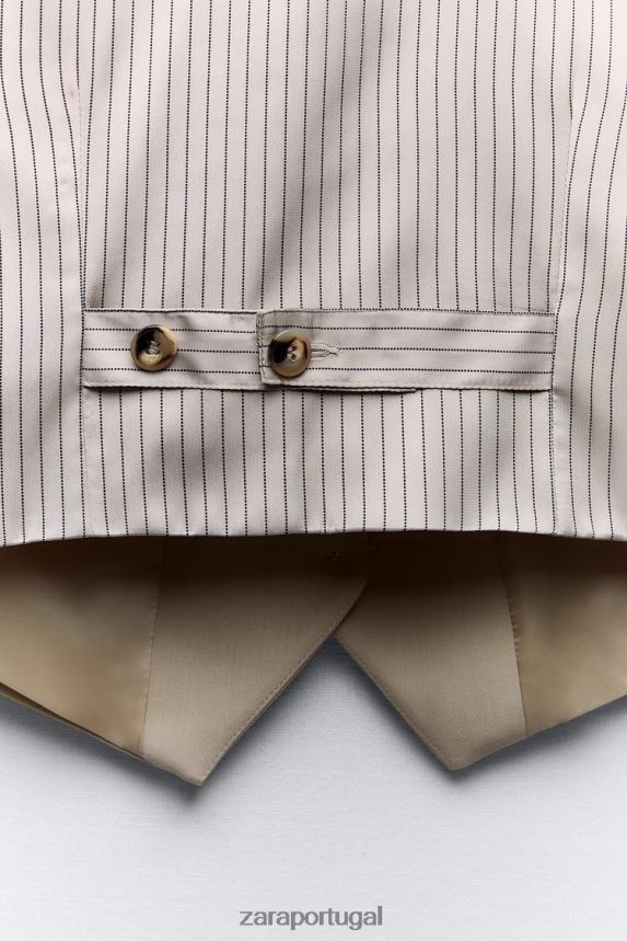 colete listrado misto mulheres Zara marrom acinzentado Z2080L191 roupas