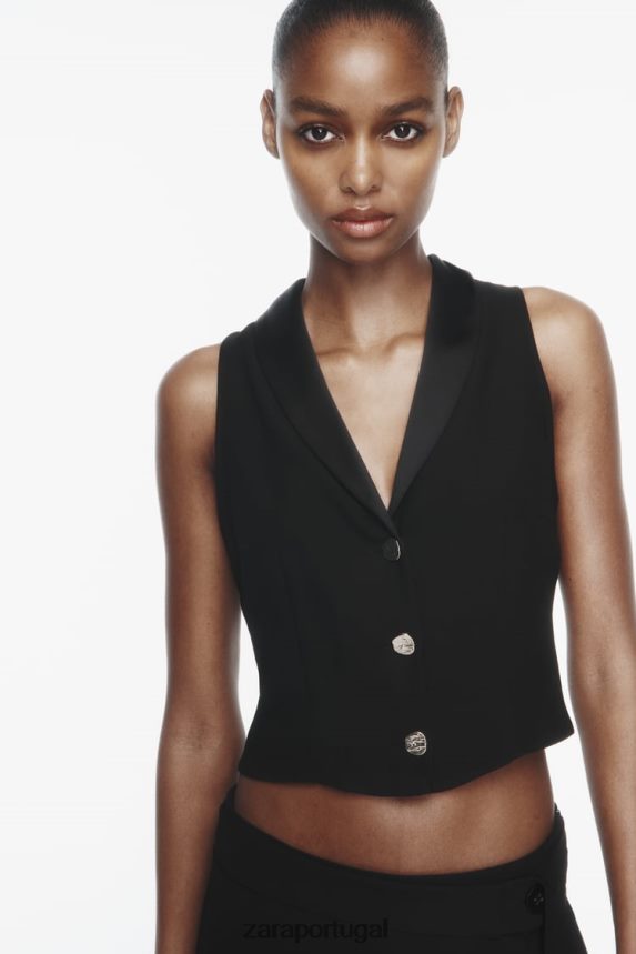 top de colete mulheres Zara preto Z2080L214 roupas