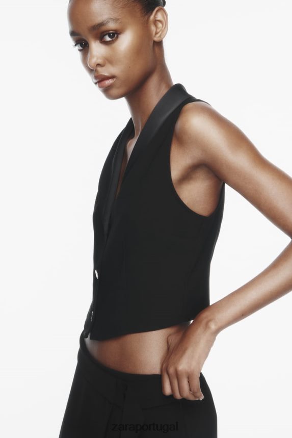 top de colete mulheres Zara preto Z2080L214 roupas