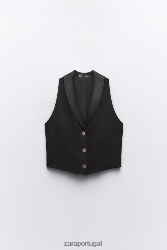 top de colete mulheres Zara preto Z2080L214 roupas