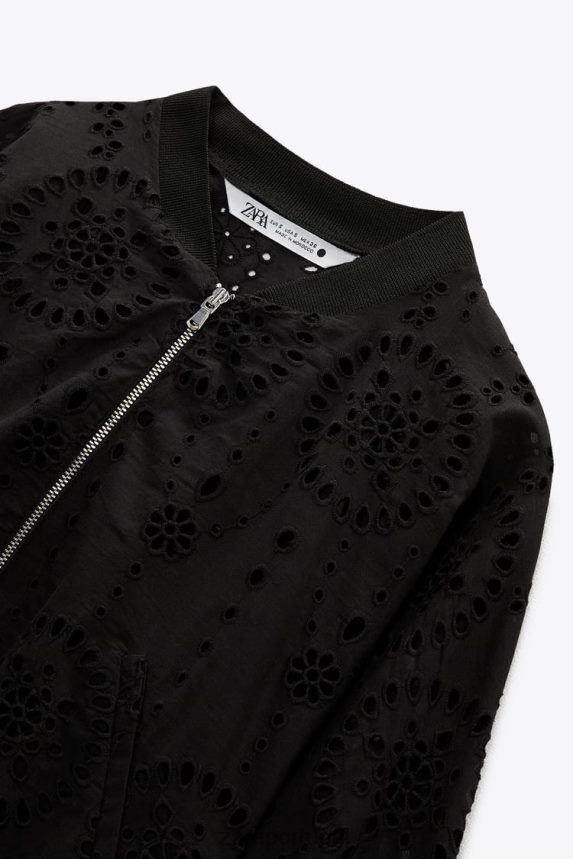bombardeiro com ilhós bordado mulheres Zara preto Z2080L72 roupas