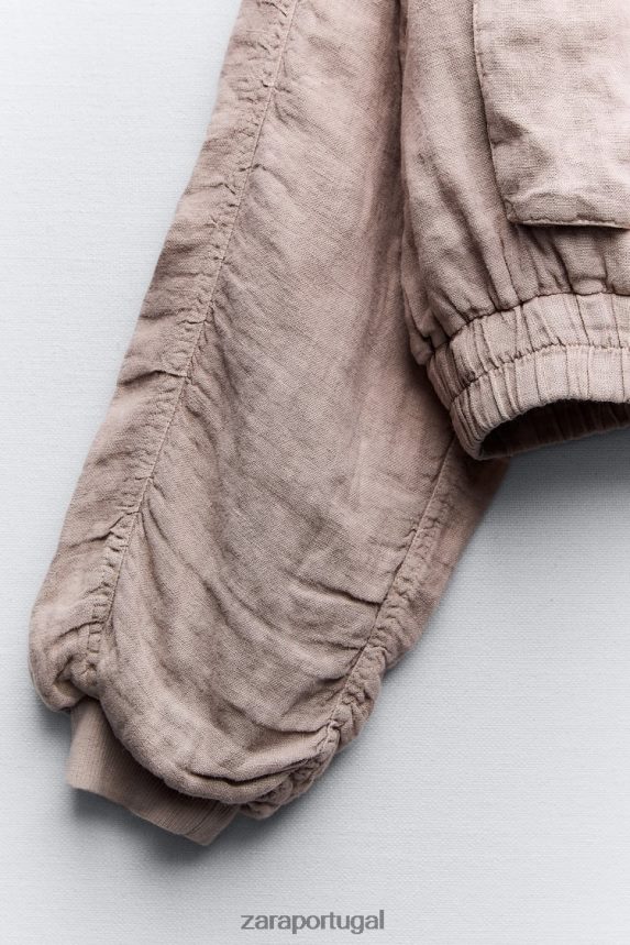 bombardeiro de bolso de linho mulheres Zara rosa Z2080L84 roupas