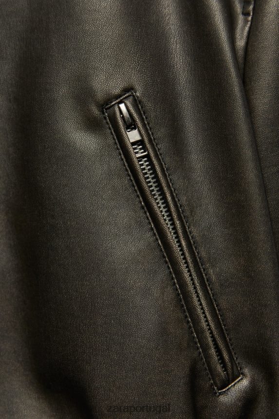 bombardeiro de couro falso mulheres Zara preto Z2080L26 roupas