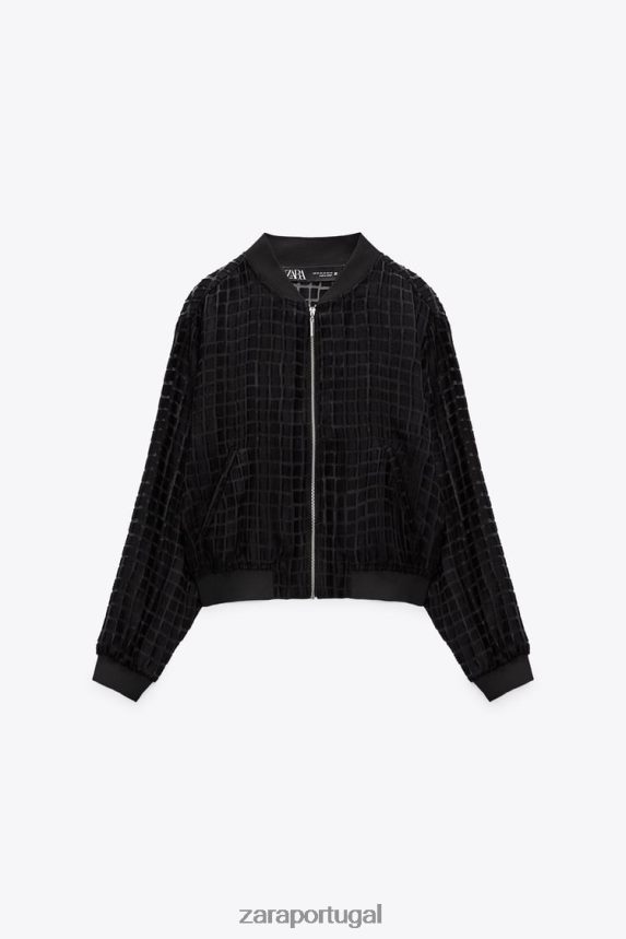 bombardeiro de organza mulheres Zara preto Z2080L92 roupas