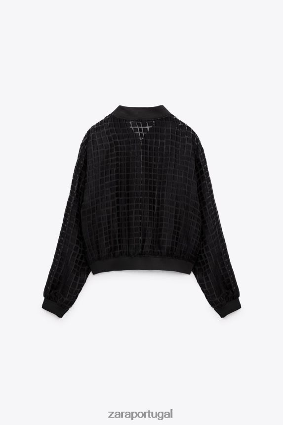 bombardeiro de organza mulheres Zara preto Z2080L92 roupas