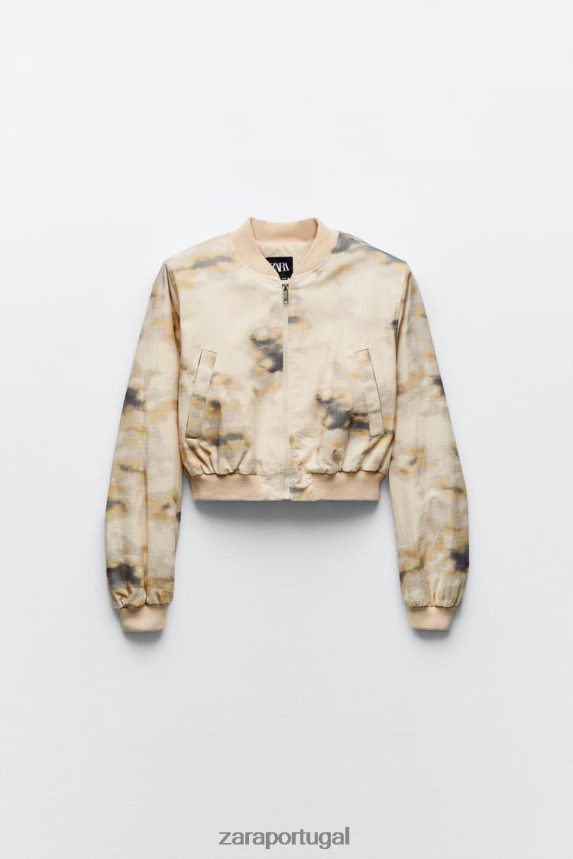 bombardeiro impresso mulheres Zara bege Z2080L43 roupas