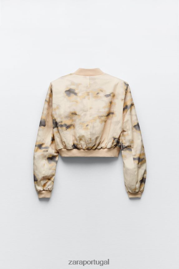 bombardeiro impresso mulheres Zara bege Z2080L43 roupas