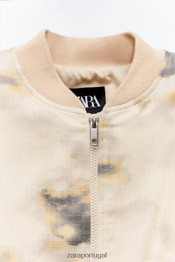 bombardeiro impresso mulheres Zara bege Z2080L43 roupas