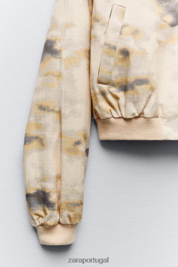 bombardeiro impresso mulheres Zara bege Z2080L43 roupas