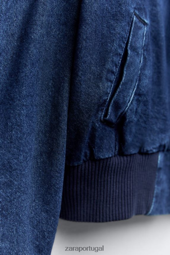 bomber jeans contrastante zw mulheres Zara azul Z2080L35 roupas