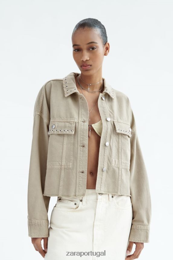 camiseta cropped piercing mulheres Zara areia Z2080L102 roupas