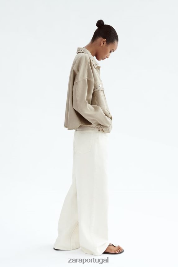 camiseta cropped piercing mulheres Zara areia Z2080L102 roupas