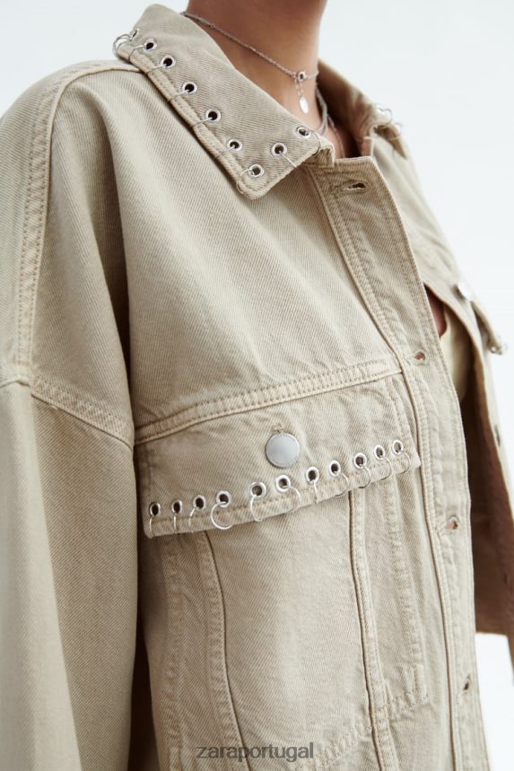 camiseta cropped piercing mulheres Zara areia Z2080L102 roupas