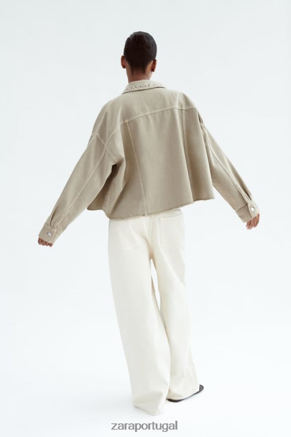 camiseta cropped piercing mulheres Zara areia Z2080L102 roupas