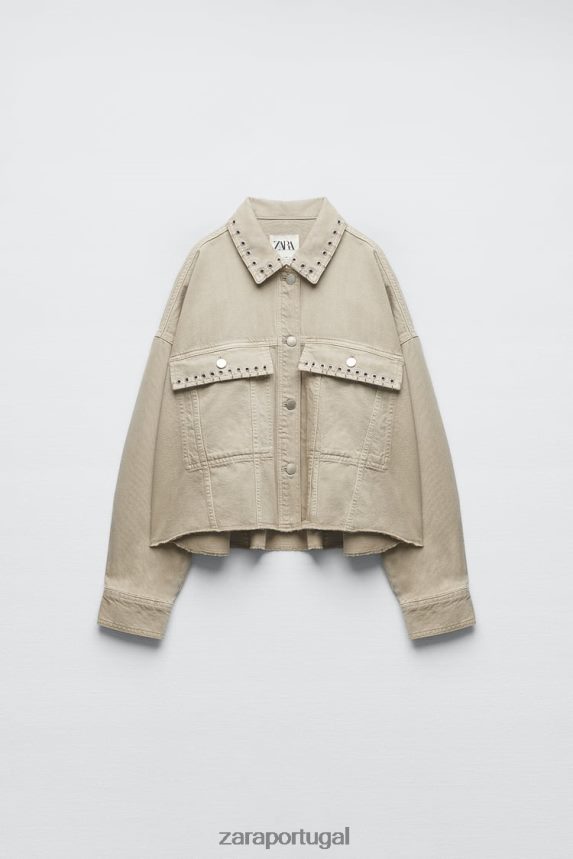 camiseta cropped piercing mulheres Zara areia Z2080L102 roupas