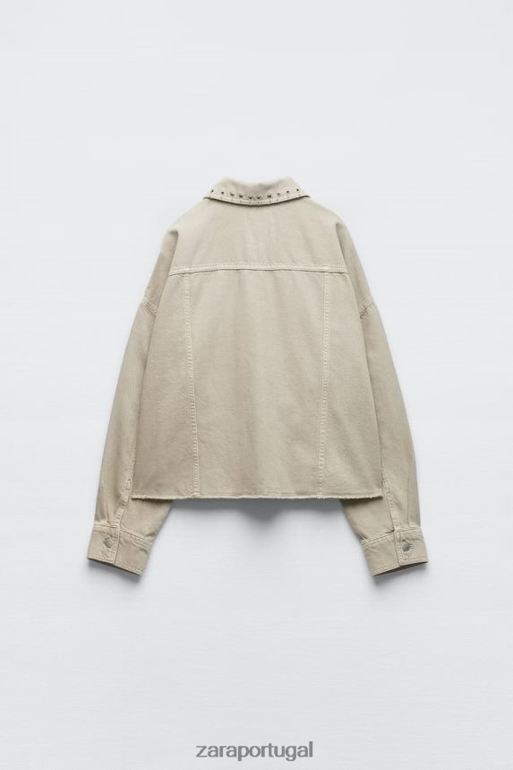 camiseta cropped piercing mulheres Zara areia Z2080L102 roupas