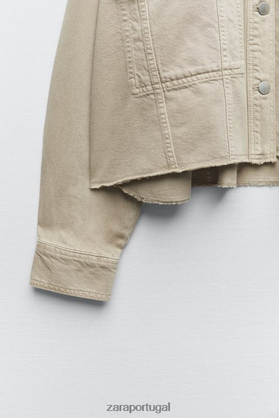 camiseta cropped piercing mulheres Zara areia Z2080L102 roupas