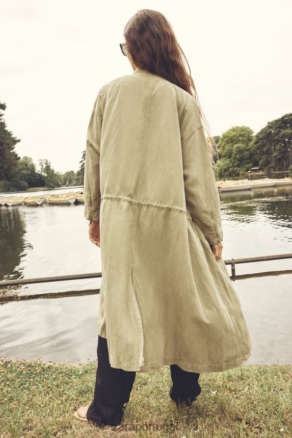 casaco longo de linho mulheres Zara cáqui Z2080L77 roupas