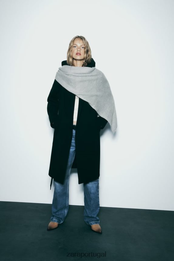 casaco macio com capuz mulheres Zara preto Z2080L3 roupas