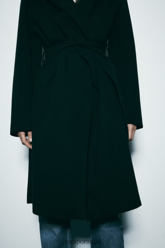 casaco macio com capuz mulheres Zara preto Z2080L3 roupas