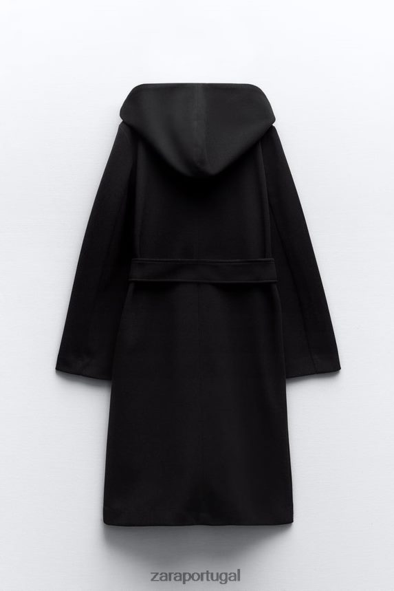 casaco macio com capuz mulheres Zara preto Z2080L3 roupas
