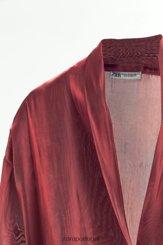 embrulhar quimono mulheres Zara tijolo Z2080L52 roupas