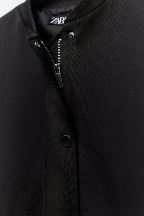 jaqueta bomber com aba mulheres Zara preto Z2080L68 roupas