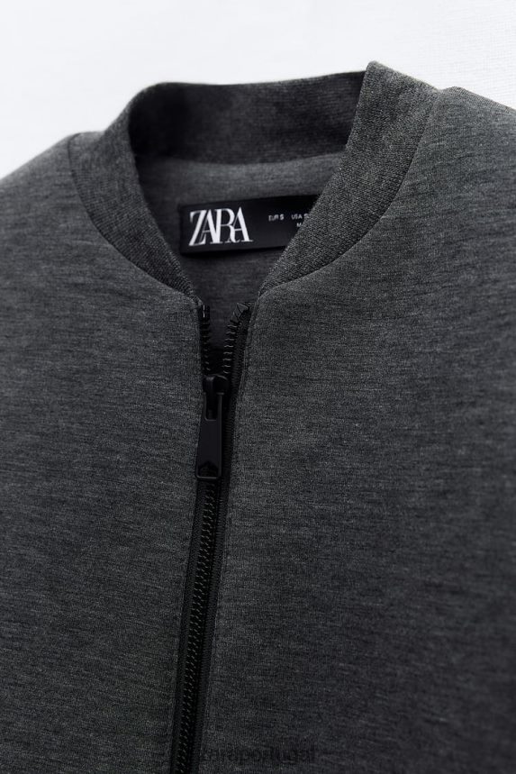 jaqueta bomber com efeito neoprene mulheres Zara cinza escuro Z2080L49 roupas