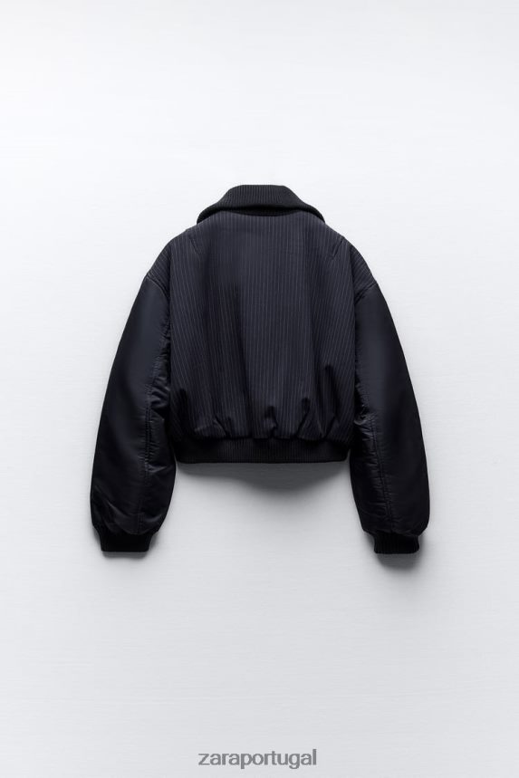 jaqueta bomber com zíper mulheres Zara azul-marinho Z2080L41 roupas
