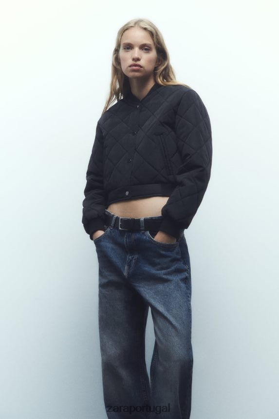 jaqueta bomber cropped acolchoada mulheres Zara preto Z2080L46 roupas