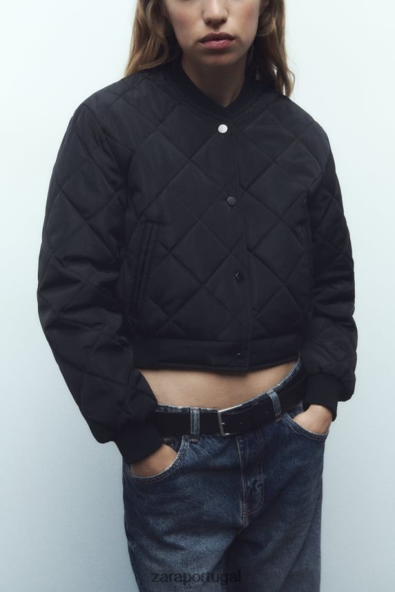 jaqueta bomber cropped acolchoada mulheres Zara preto Z2080L46 roupas