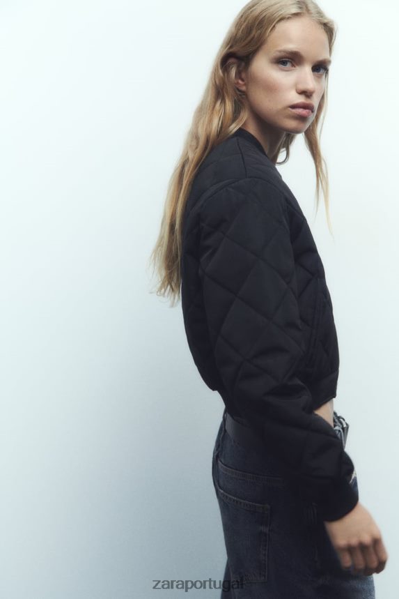 jaqueta bomber cropped acolchoada mulheres Zara preto Z2080L46 roupas