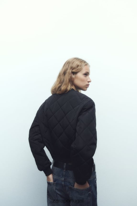jaqueta bomber cropped acolchoada mulheres Zara preto Z2080L46 roupas